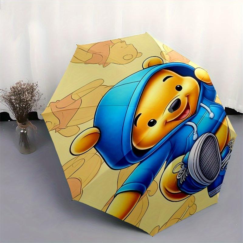 Winnie-the-Pooh,Hoodie Automatic Umbrella - Tri-fold Portable Umbrella, Best Holiday Gift for Men and Women, Durable Iron Frame, Playful Des
