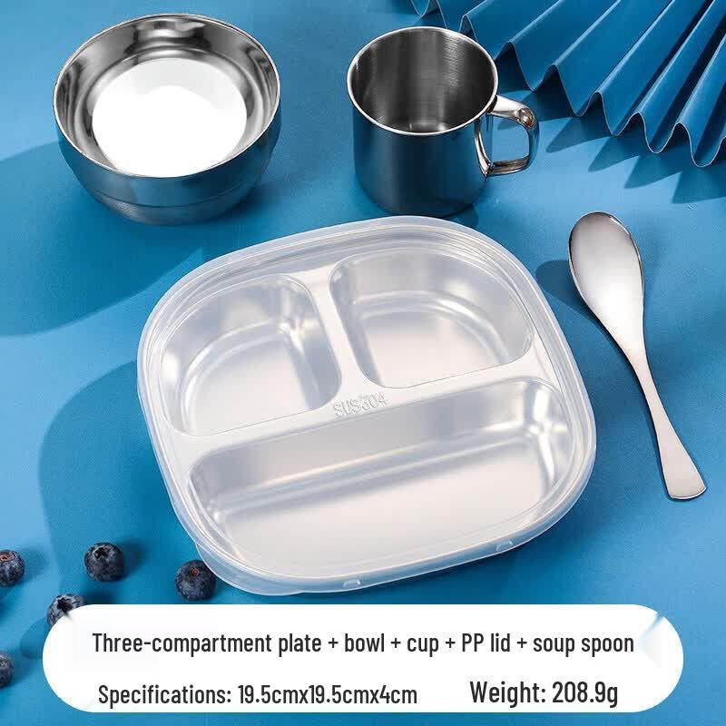 Qiwei 304 Stainless Steel Divided Cartoon Kids Plate
