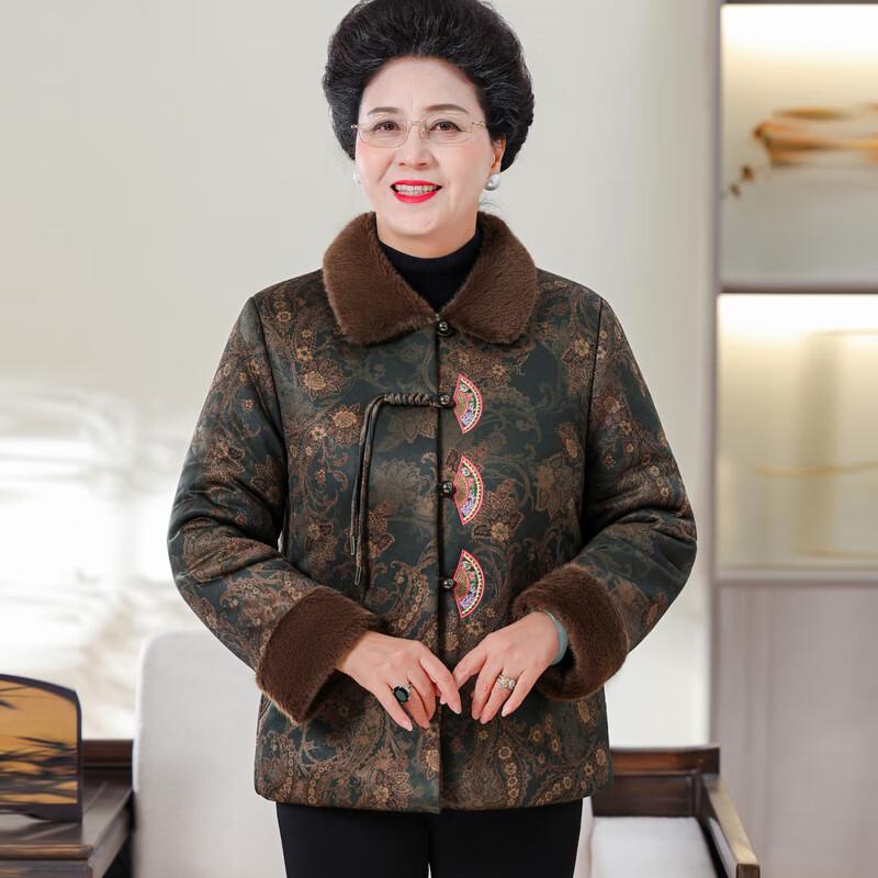 Yalu Mid-Aged Women's Embroidered Tang Suit Winter Jacket