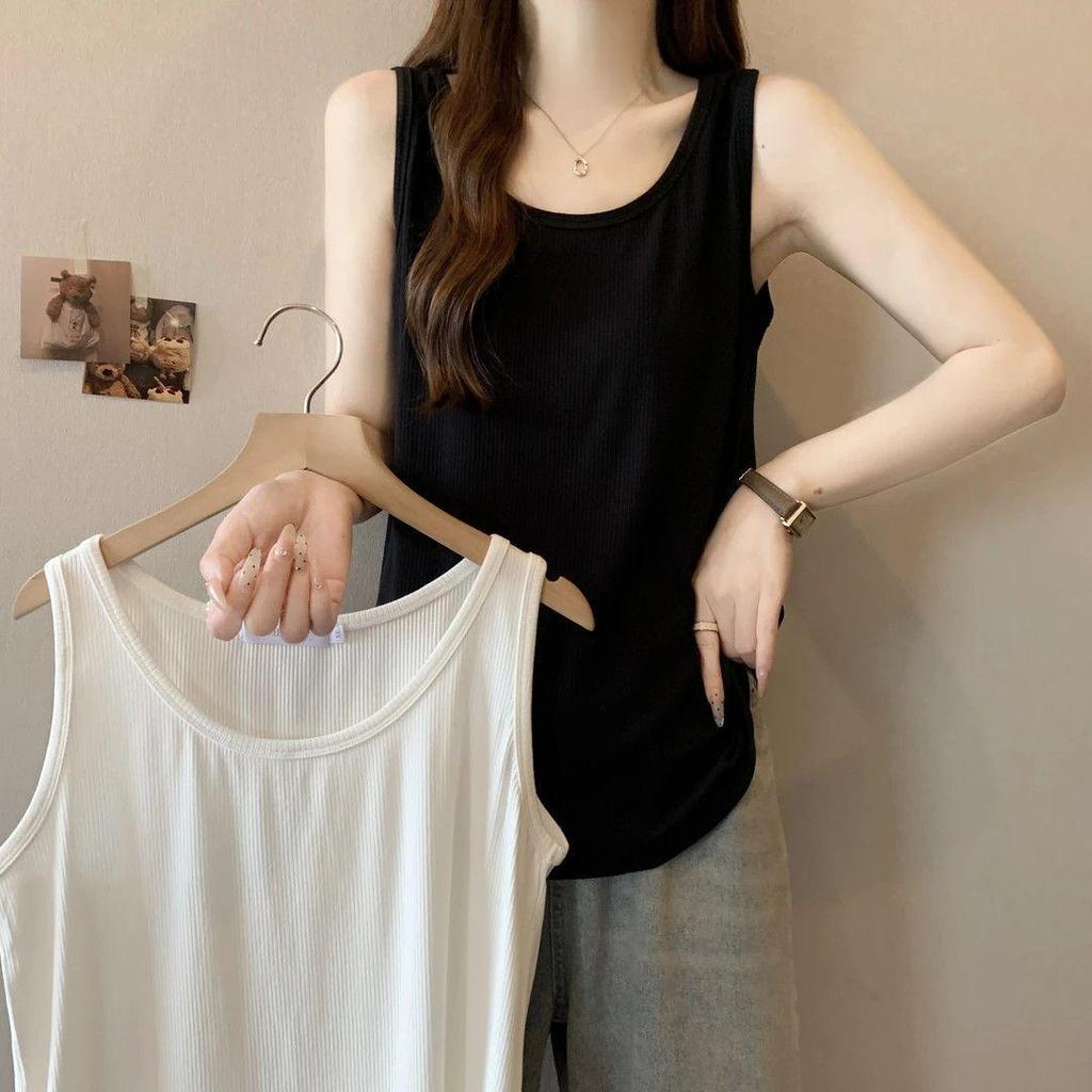 Plus Size 80-210 Jin Women's Wide Strap Sleeveless Vest: Loose Fit, Slimming, Belly Coverage, Casual Base Layer