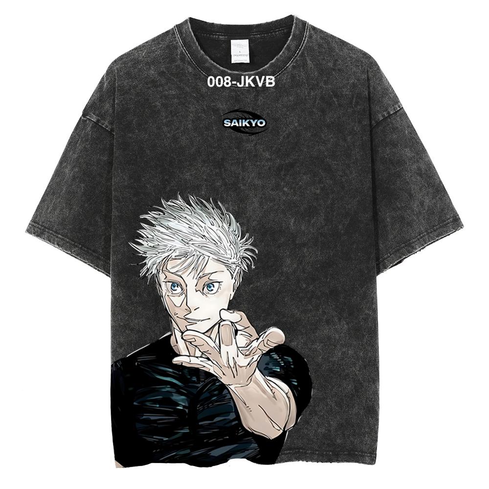 ONE PUNCHMAN Saitama T Shirt Harajuku Manga Tshirt Vintage Yk Washed Cotton Tshirt Clothing Summer Short Sleeve Loose Tees