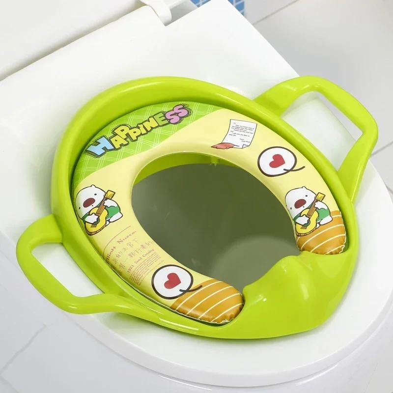 Portable Baby Toilet Seat Soft Cartoon Potty Chair Non-Slip Training Seat Cover for Toddler Boys Girls Travel Home Bathroom Use