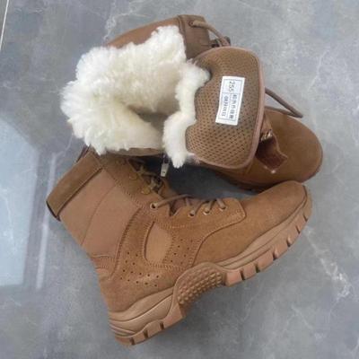 Large Brown Wool Combat Boots for Cold Winter Outdoor Mountaineering