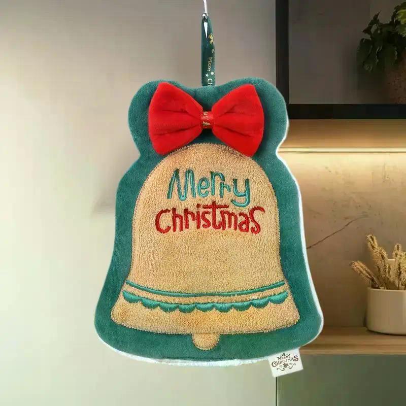 Cute Christmas Cleaning Towel Coral Velvet Hand Towel Snowman Bathroom Hanging Absorbent Dishcloth Soft Cleaning Cloth Rag