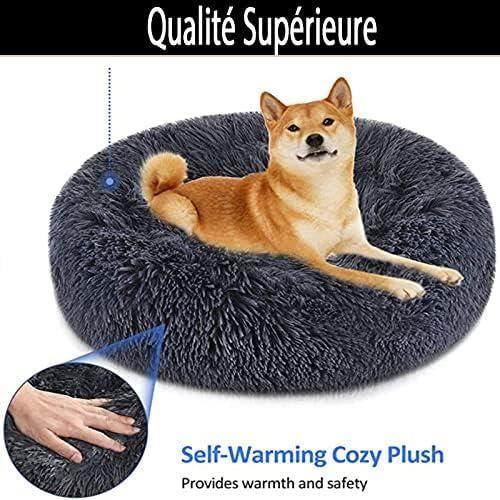 Coussin Chien - DUCHEN - Lit Moelleux Rond - Gris Foncé - 100L X 100l X 20ep Cm - Grand Taille