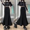 Off-White Fleece-Lined Woolen Mermaid Skirt - High-Waisted 2025 Autumn/Winter Mid-Length Skirt for Women