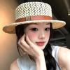 Sun Protection Straw Boater Hat Lightweight Flat Top Beach Hat Handwoven Sun Cap  Garden Tea Party