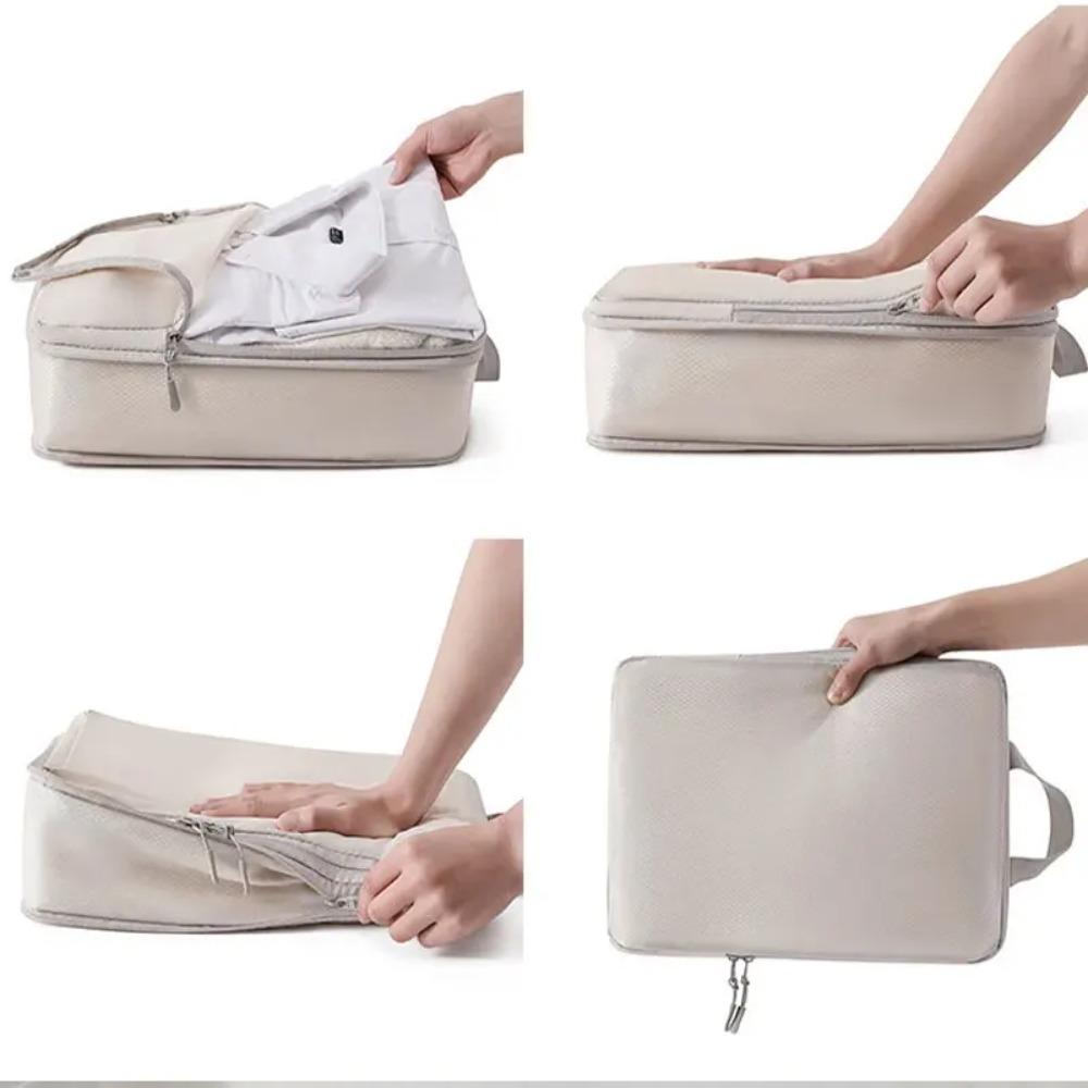 4Pcs Space-saving Travel Compression Packing Cubes Bag Waterproof Suitcase Clothes Organizer  Drawer