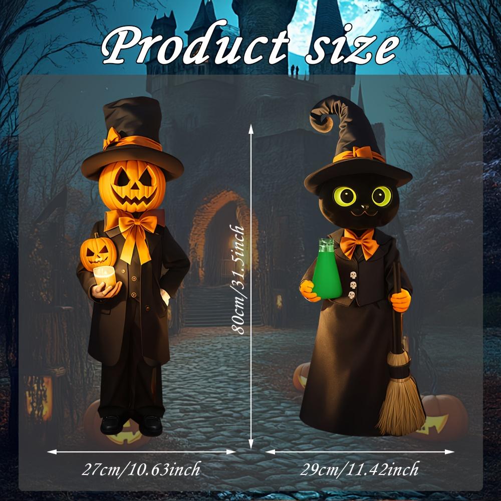 2PCS Halloween Black Cat Pumpkin Man Garden Decoration Plug