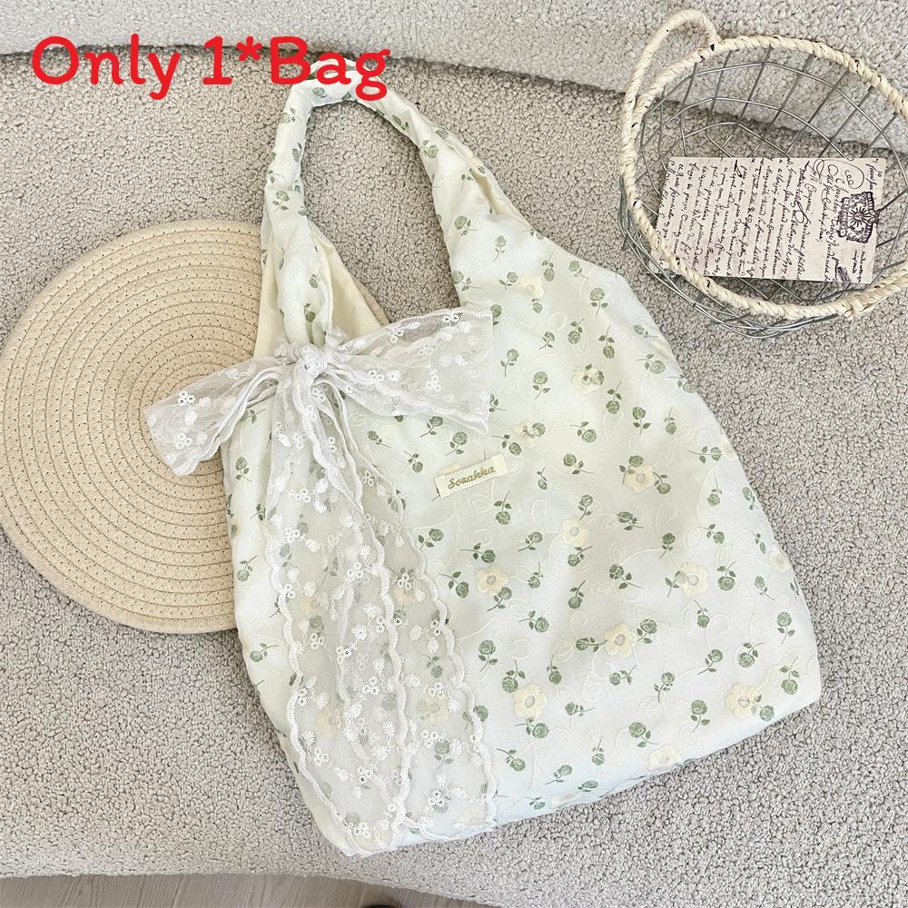 Floral Pattern Tote Bag With Soft Polyester Material For Daily Casual Use