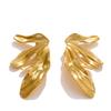 Yhpup Stainless Steel 18k Gold PVD Plated Flower Big Stud Earrings Arrivals Prevent Allergy Metal Statement Jewelry for Women