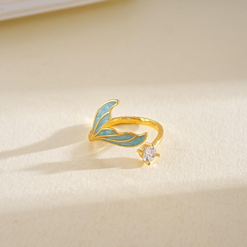 Fishtail Zircon Fishtail Open Ring Easy Design Sense Big Plain Ring Geometric Opening Ring Girl
