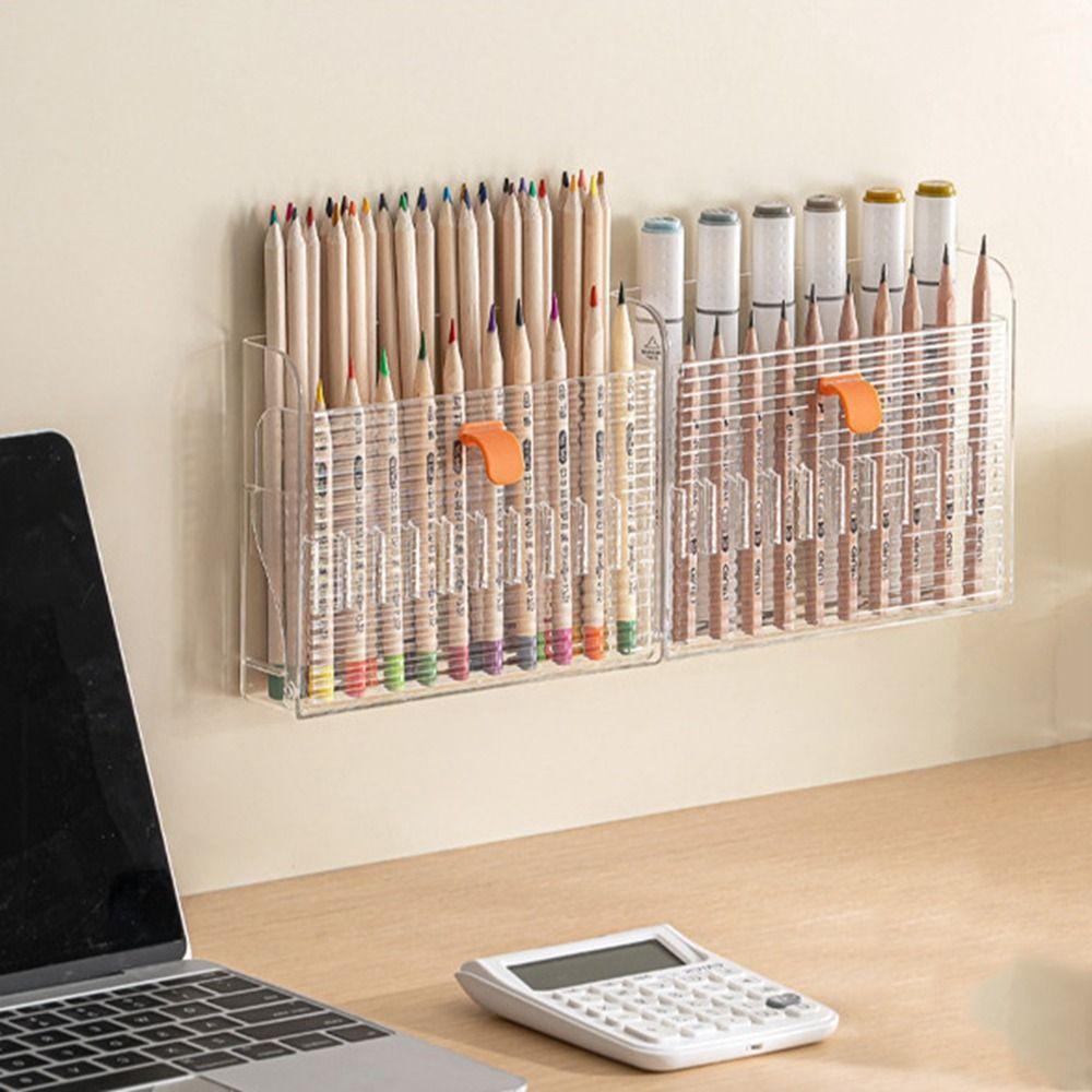 

Wall-Mounted Lipstick Storage Box Pull-Out Makeup Brush Organizer Eyebrow Pencil Shelf for Home коричневий