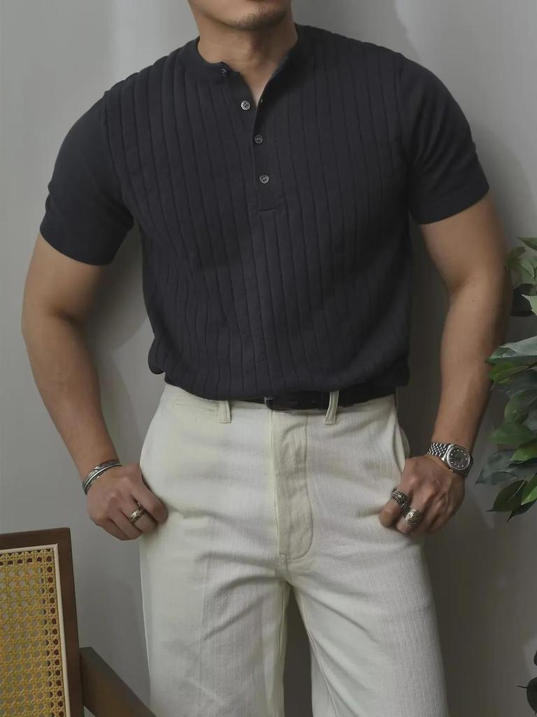 Polo cu mânecă scurtă pentru bărbați, la modă 2023, culoare uni