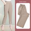 Mom's Chiffon High-Waisted Embroidered Loose-Fit Capri & Ankle Pants for Middle-Aged Women