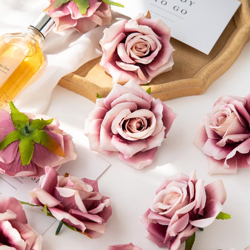 30/50pcs Artificial Flowers Silk Roses Wedding Brooch Home Garden Decor Accessories Festival Wreath diy gift candy box Scrapbook