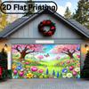 Cartoon Spring Cherry Blossom and Flower Backdrop Kids Party Photo Booth Background Banner