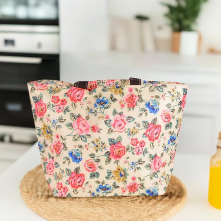 ApFels Insulated Tote Bag Soft Cooler 60cm x 40cm x 20cm Floral Pattern Beige 5294-BE