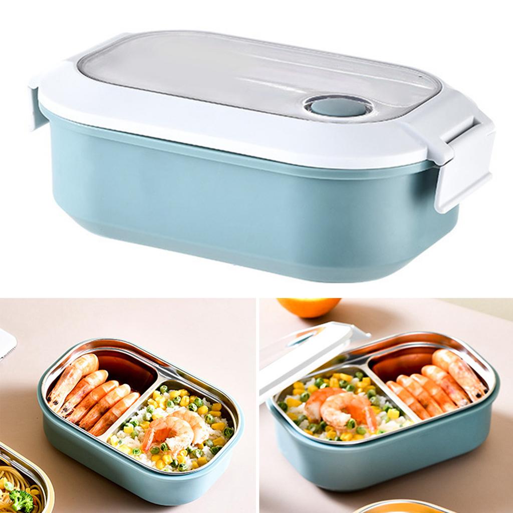 Lunch Box Stainless Steel Insulation Leakproof Cute Design Portable Bento Box for School Office Blue