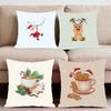 Christmas Santa and Deer Cushion Cover Premium Comfort Reversible Pillow Cove -Two In One Design for Any Room & Car Interior