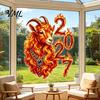 Red Sheep Head Pattern Clings Chinese New Year Window Stickers, 2027 Goat Static Clings, Reusable PVC Stickers Lunar Xmas Decor for Home Shop