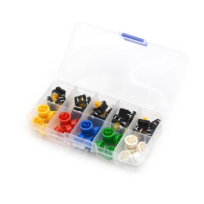 25 Sätze Momentaner Taktiler Drucktaster Touch Mikroschalter 4P Pcb Kappen 12X12X7,3Mm
