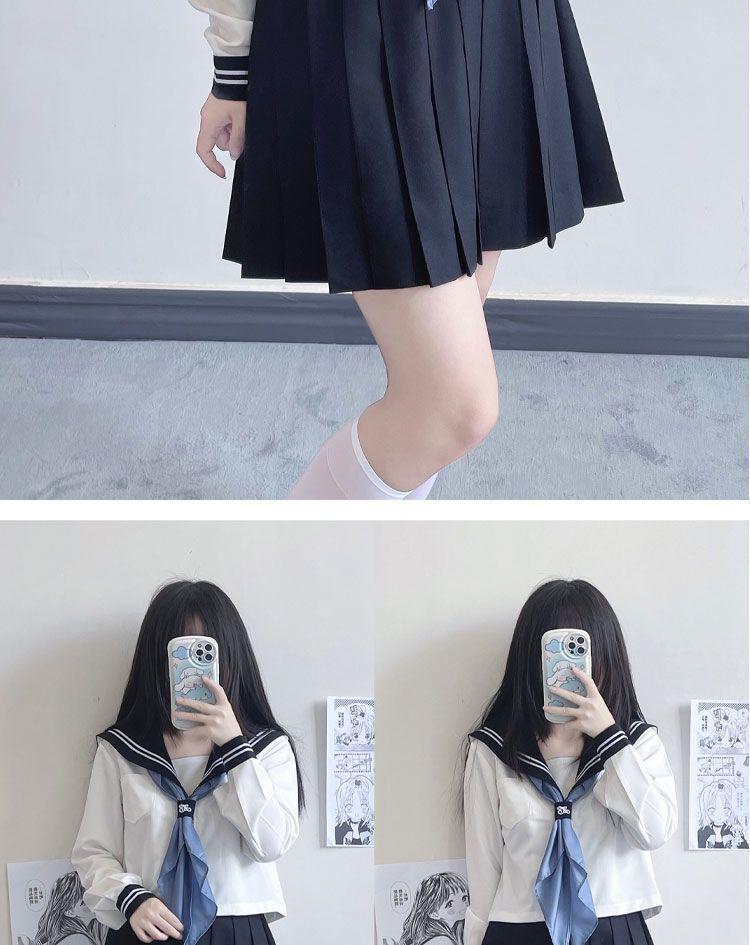 Originální JK Campus Kreslená Uniforma: Bílý námořnický oblek ve stylu vysokoškoláka druhého ročníku pro ženy