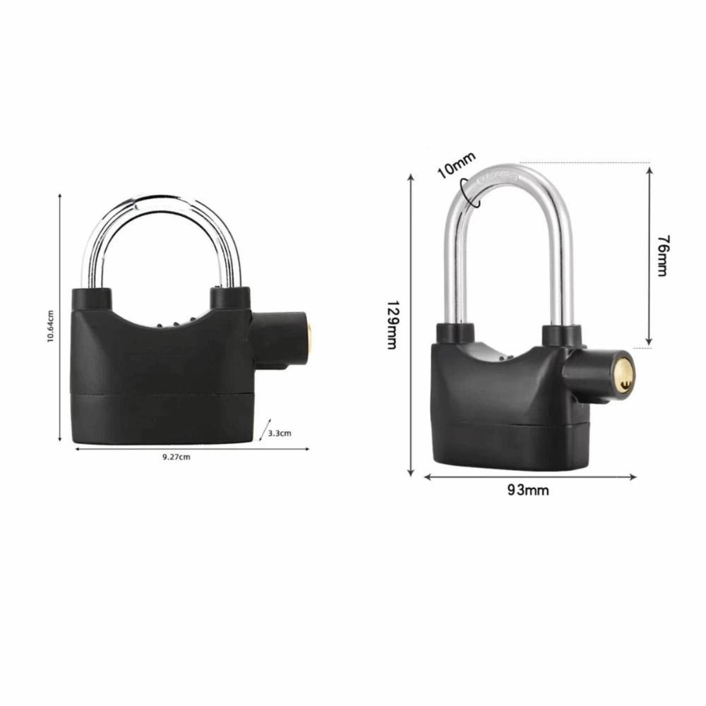 Waterproof Siren Alarm Padlock Anti Theft Heavy Duty Bicycle Lock Rust Proof High Security Alloy Alarm Lock Vehicle Safety