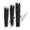 3 Sizes Nail Nipper Stainless Steel Black Fingernail Clipper Anti-Splash Manicure Cutter With Files Portable Manicure Tool