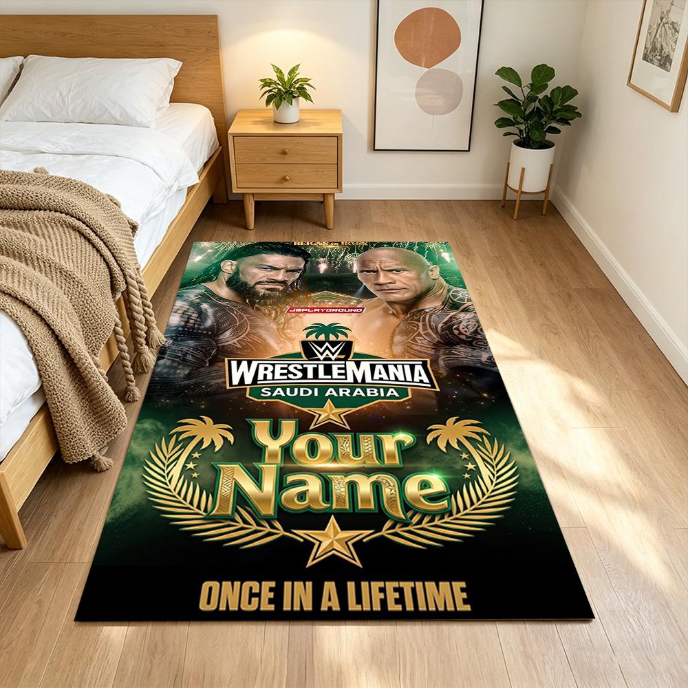 Wrestlemania Personalisierter Namens Teppich Perfekt für Arbeitszimmer Balkon Wohnheim Dekorieren Sie Zimmer Rutschfester Teppich Dekorieren Sie Büros