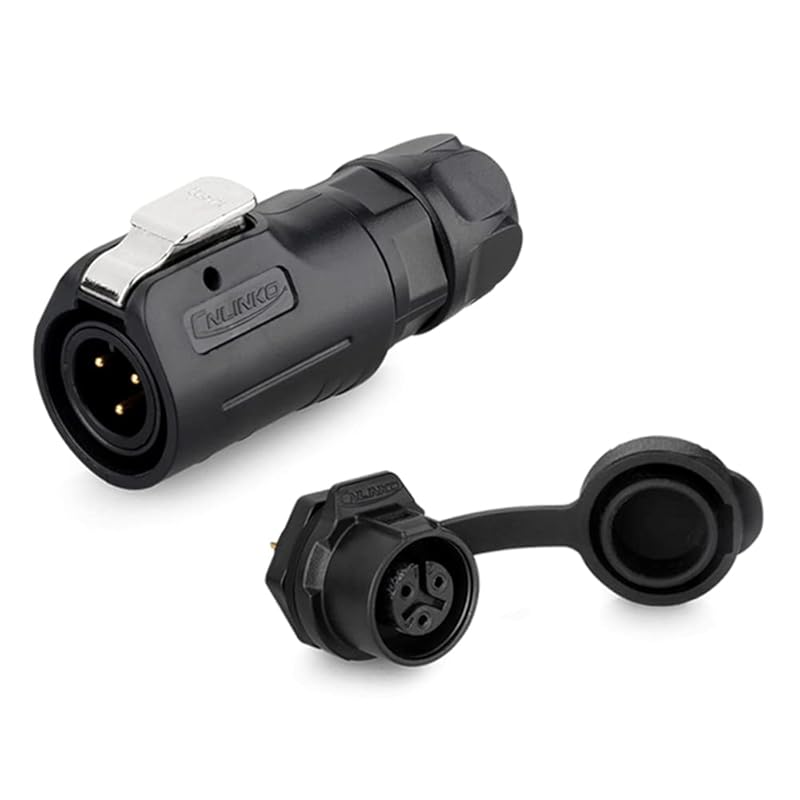 CNLINKO LP-12 IP68 Industrial Waterproof Connector Quick Plug Circular Connector PBT Plastic Shell Aviation Connector M12 2-8 Pin Thread Socket (4