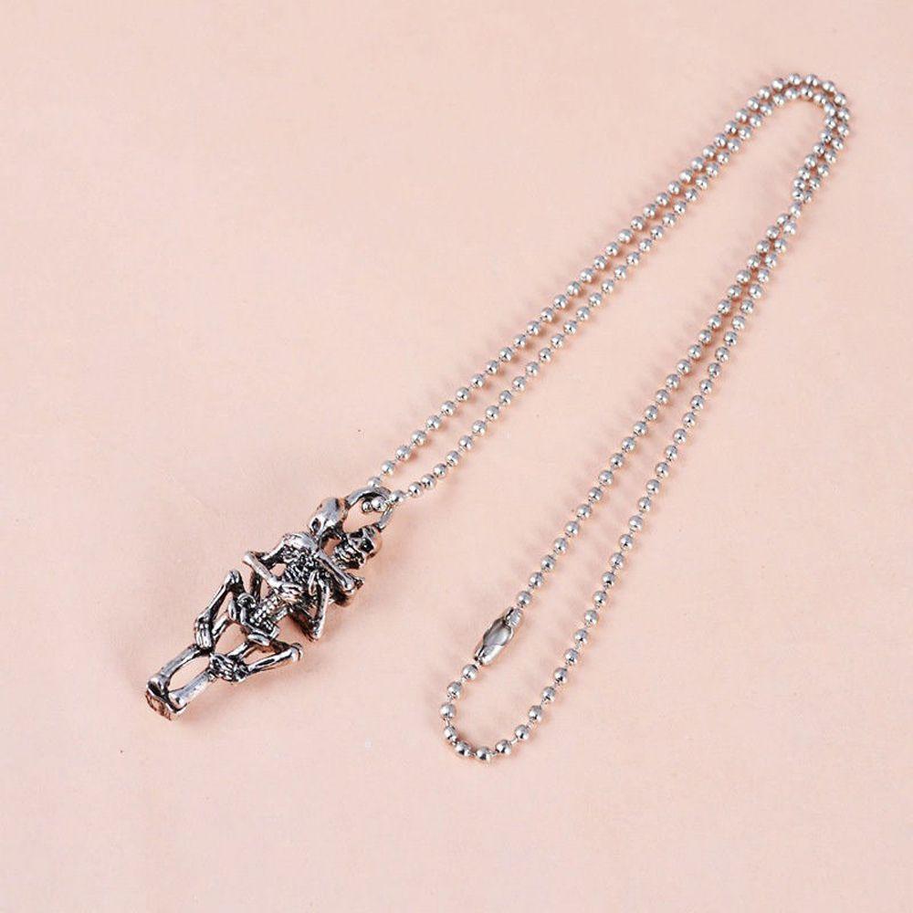 for Men Hugging Jewelry Skeleton Double Skeleton Skull Stainless Steel Skull Pendant Necklace