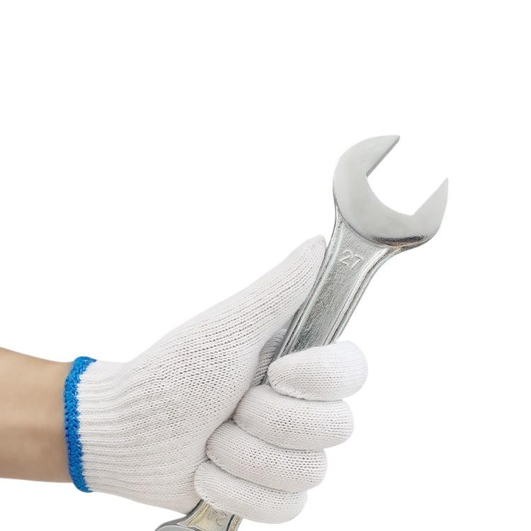 Durable White Cotton Yarn Work Gloves - Non-Slip, Thickened, Wear-Resistant for Labor Protection at Construction Sites