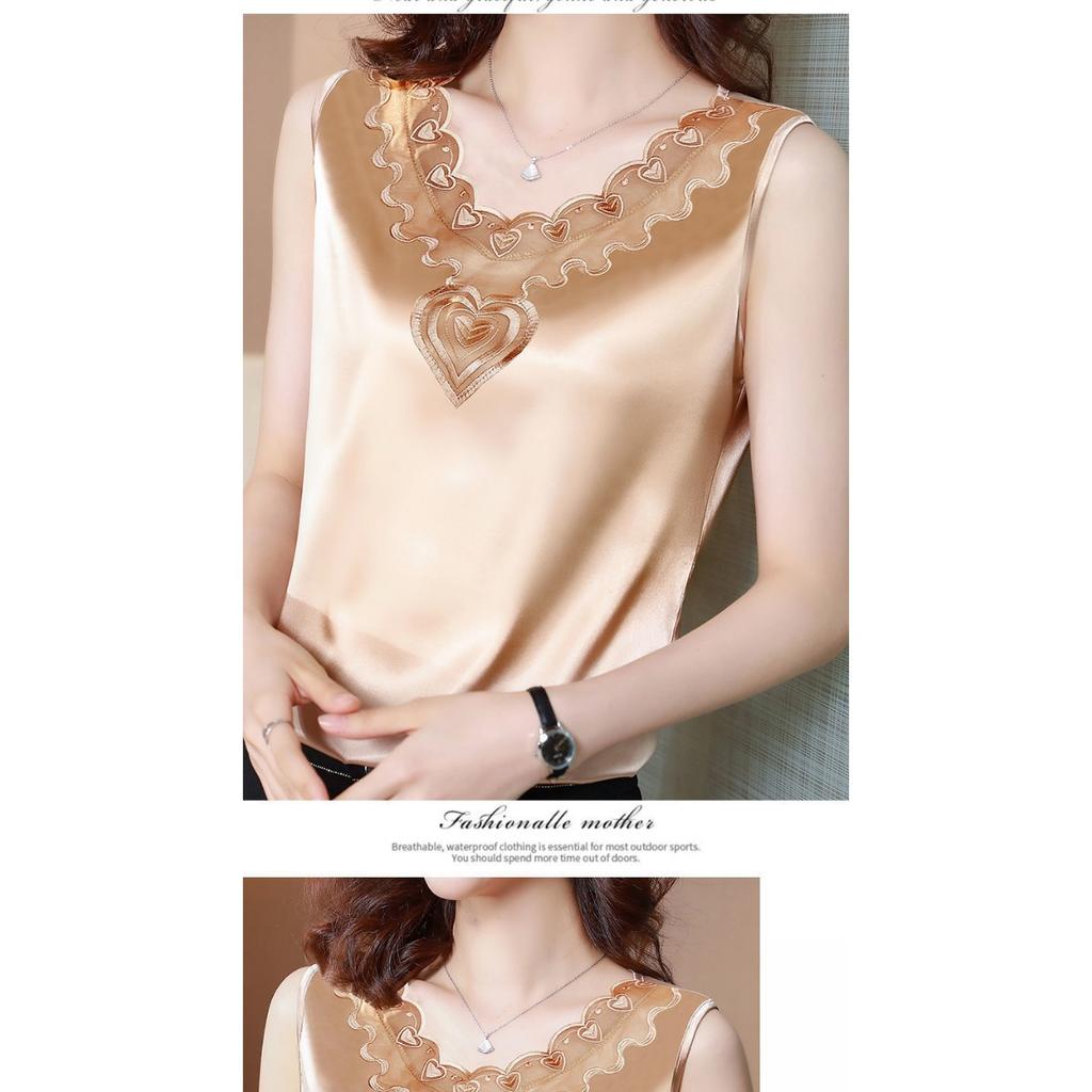 Fashion Lace Camisole Vest for Women In Summer, Satin V-neck Undershirt for Outerwear, Suit for Undersized Sleeveless Top