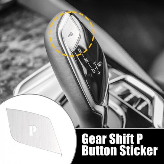 Silver Tone Gear Shift P Parking Button Stickers for BMW 5 6 7 Series X3