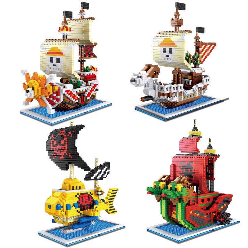 Zhi Meng Shu Small Particle Building Blocks Pirate Ship - Children's Assembled Educational Toy, Desktop Ornament