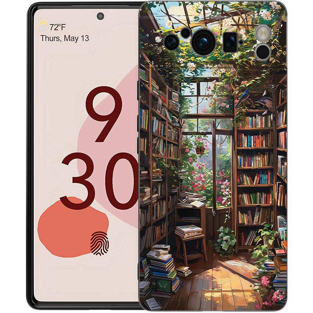 Luxury TPU Phone Case For Google Pixel 9 8 8A 7 7A 6 Pro XL 6A 5G Read Books Illustration Black Soft Back Cover