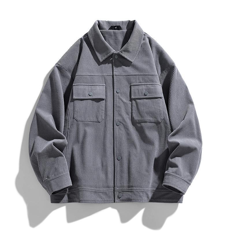Corduroy Jacket Men's Spring and Autumn New Workwear Multi-Pocket Lapel Trendy Casual Cardigan Loose Jacket