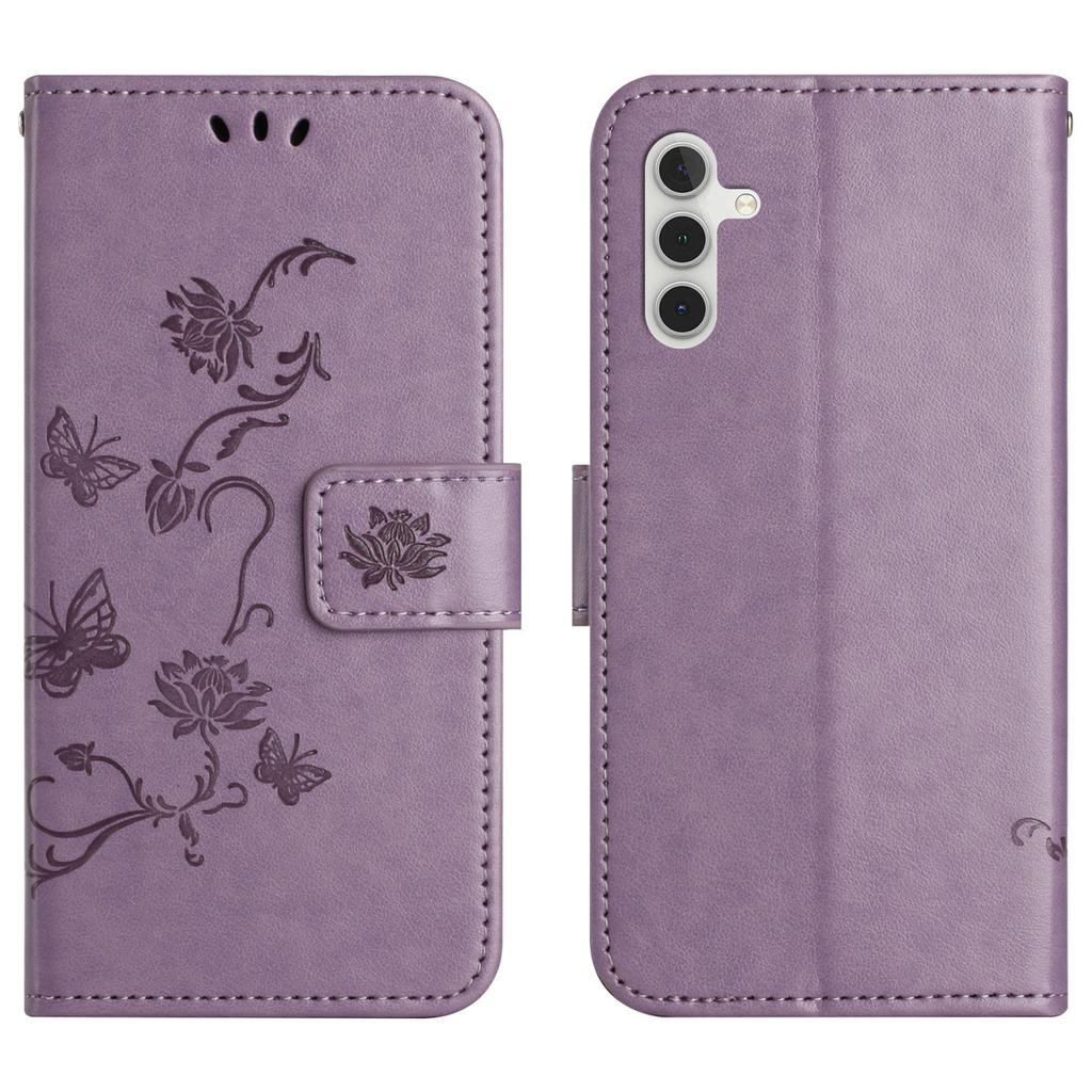 For Samsung Galaxy A56 5G/M56 5G Case Wallet Stand Imprinted Butterfly Flower PU Leather Phone Cover