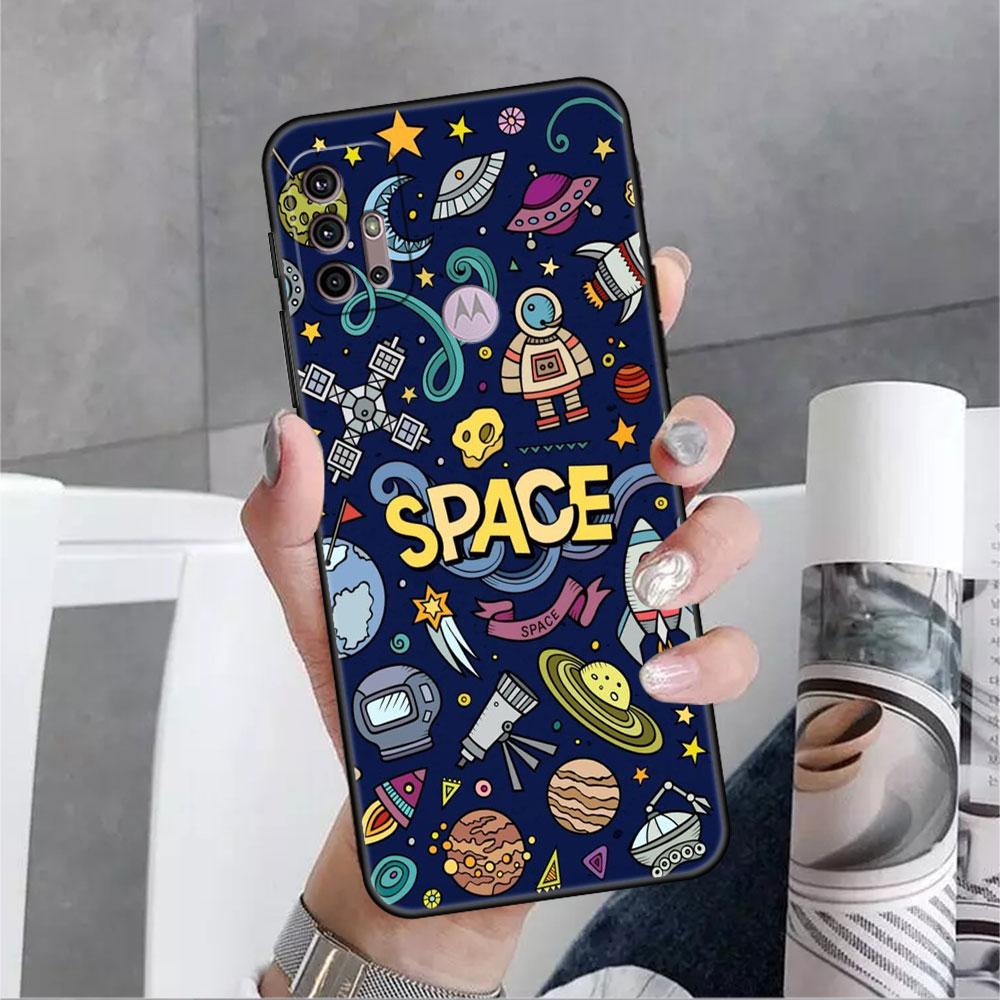 Hülle für Motorola G30 G60 G9 Play One Fusion Plus Edge 20 G8 Power Lite G22 G50 G200 G51 G71 Telefonabdeckung Space Cool Astronaut