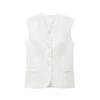 Jnleaog New Fall Women's Clothing Fashion French Style Design Fashion All-Match Casual Pure Color Pocket Decoration Vest