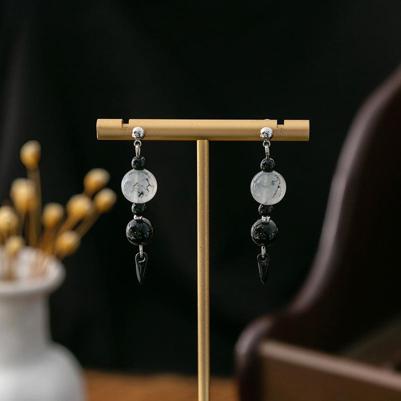 BLINGBAY Women's New Chinese Style Imitation Pearl Earrings Chinese Style Butterfly Drop-shaped Tassel Earrings Simple Hanfu Accessories Retro Jewelry