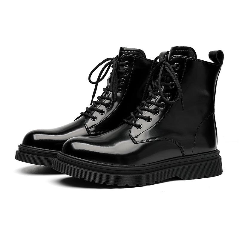 Autumn and winter Martin boots men's 2025 new Hong Kong style leather boots casual black British style cycling leather boots 7797-R