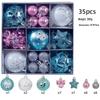 Set of 35 Electroplated Bright Plastic Christmas Ball Ornaments for Window Displays and Decorations