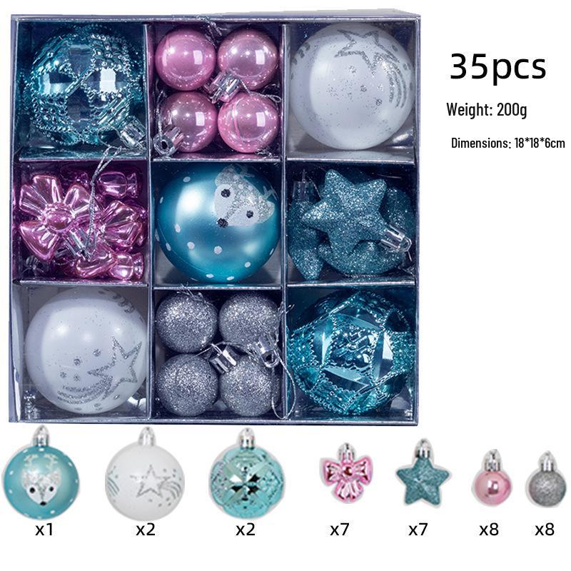 Set of 35 Electroplated Bright Plastic Christmas Ball Ornaments for Window Displays and Decorations