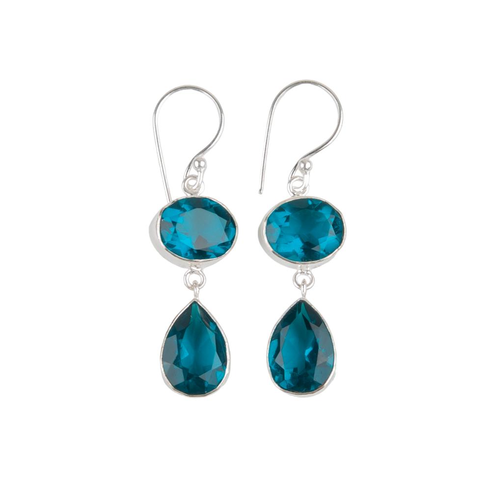 Natural Apatite Gemstone 925 Sterling Silver Jewelry Handmade Hook Earrings1.88" EE-73-12