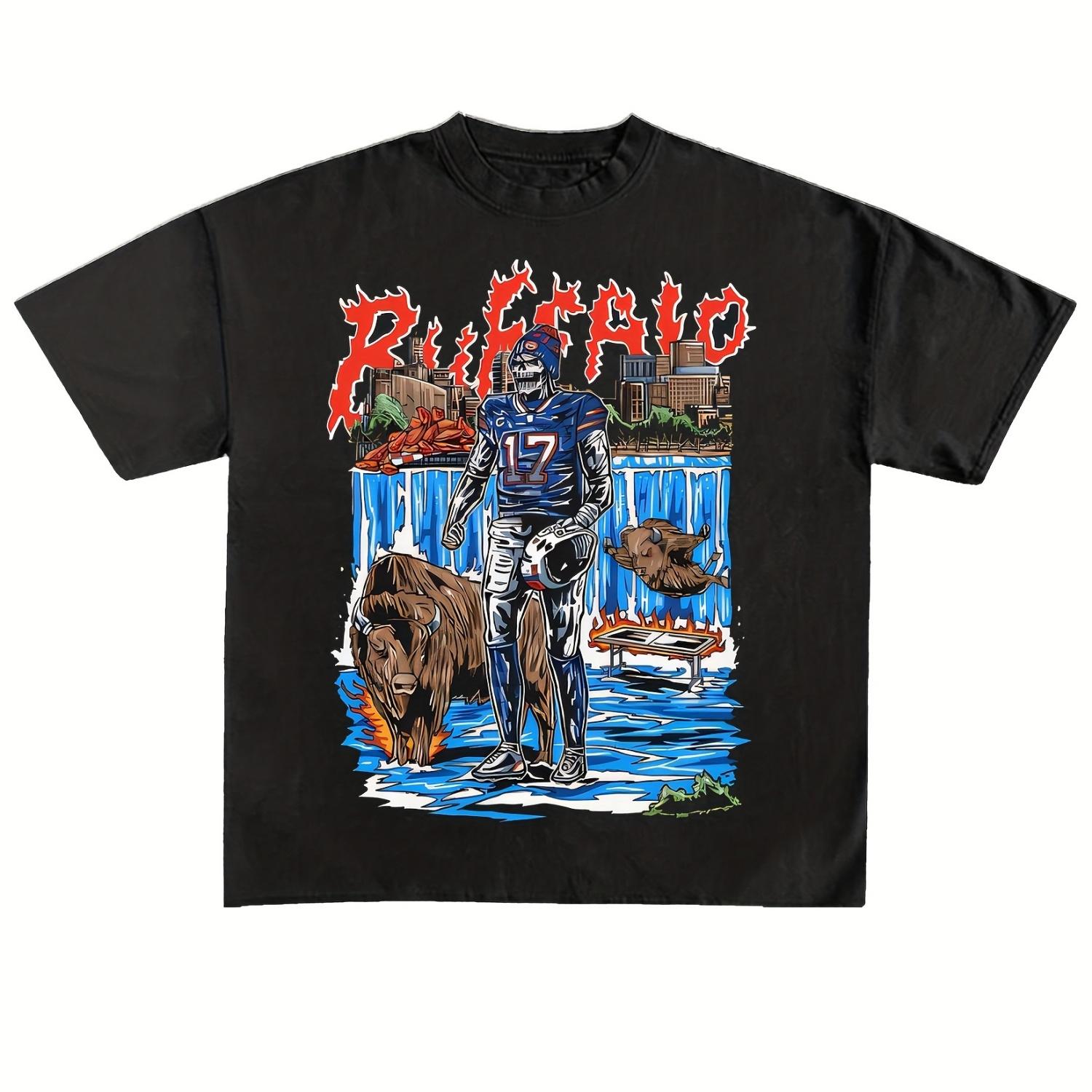 

Buffalo Football Limited Edition Cotton 220g Printed Round Neck T-Shirt - Comfort Unisex Top - Deadman S Football Fan Shirt XXXXXL чёрный