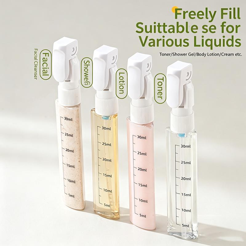 Portable 4-In-1 Travel Shower And Hair Care Kit - 4 Bottles Each 30ml Reusable And Leak-Proof Containers - Essential For Travel