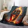 1pc Flame Tiger Blanket - Soft Flannel-like Texture, All-Season Luxury Bedspread/Throw - Machine Washable Polyester - Perfect Gi