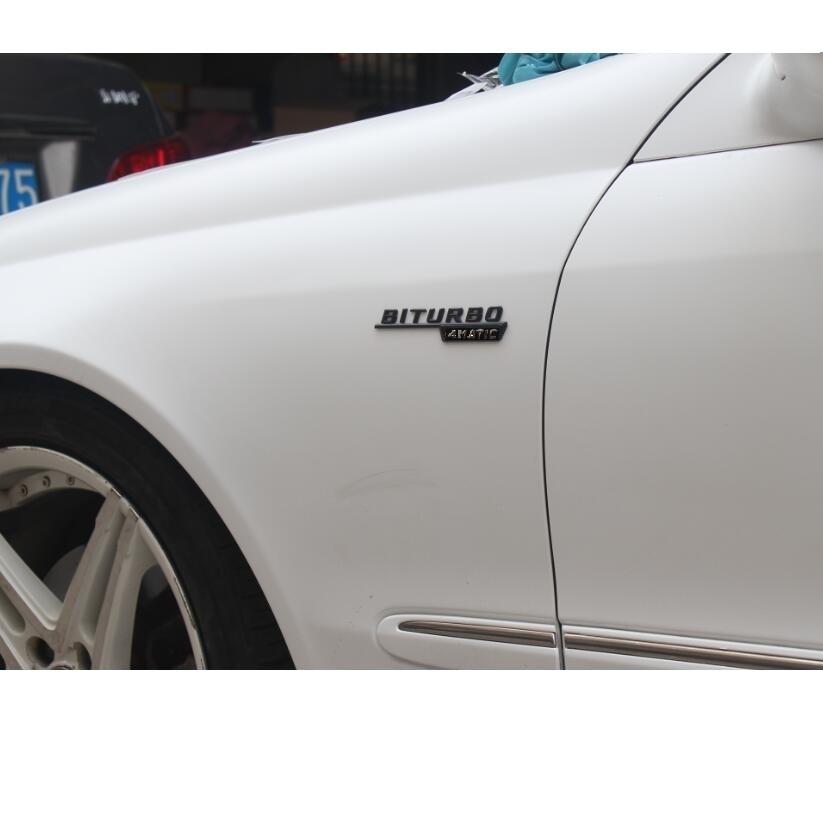 3D Letters For Mercedes Benz C43 E43 GLC43 GLE43 GLS43 Fender 1 Pair BITURBO 4MATIC AMG BITURBO4MATIC Emblems Badges Symbols UX0